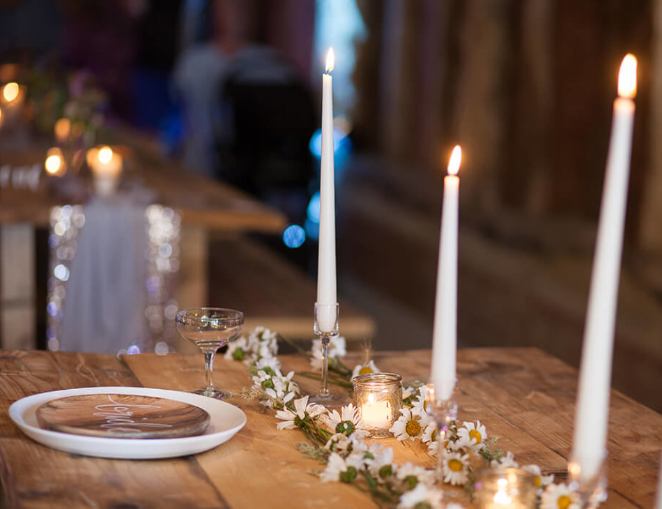 Dining setting inside the barn