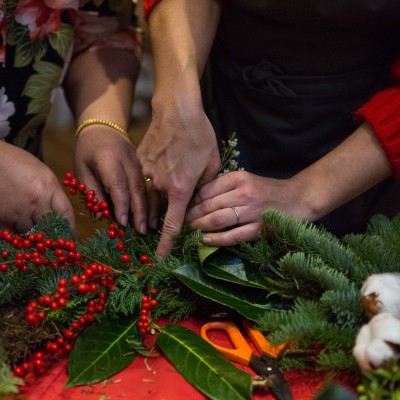 Luxury Christmas Wreaths workshop at Woburn Hotel